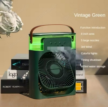 Tragbarer Luftbefeuchter-Ventilator LED-Beleuchtung Grün, Weiß