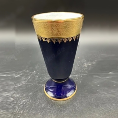 Limoges-Vase, echt Cobalt Ätzgold, Made in France, 14 cm