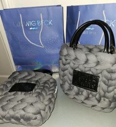 Neu! Exklusive Mac Jeans Handtasche Tasche Grobstrick Zopfmuster Ungetragen! TOP!