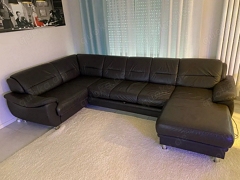 Leder Sofa Couch mit Schlaffunktion