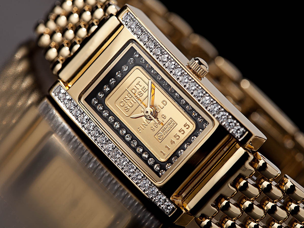 Yves Camani Uhr mit 1g Credit Suisse Goldbarren, Rarität!