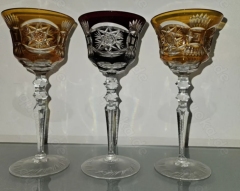 Antik! 3 schöne Überfang Römer Kristallgläser handgeschliffen TOP Zustand!