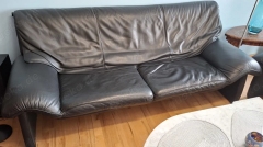 Schwarzes Ledersofa 2,5-Sitzer italienisches Design