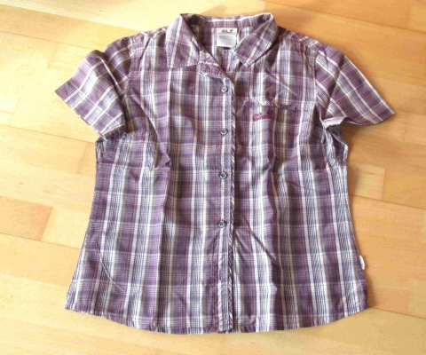 lila karierte Trekkingbluse von Jack Wolfskin Größe M