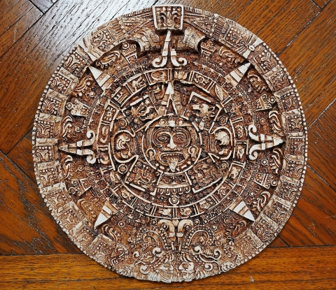Wandplatte, Maya-Aztekenkalender aus Keramik, 30 cm Dm.