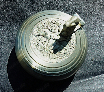 Edelstahl-Miniaturaschenbecher, D.m. 5,5cm, Elefantenmotiv