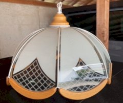 Lampe Glas Holz 3 X E 27