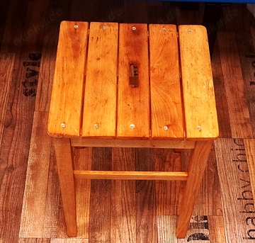 Sitzhocker, Holz Tragegriff, überarbeitet, wie neu