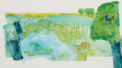 Frosch und Hase - Aquarelle von Brigitte Püls in der Stadtbibliothek Laim