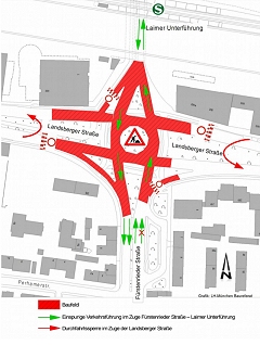 Fahrbahnsanierung am Laimer Kreisel