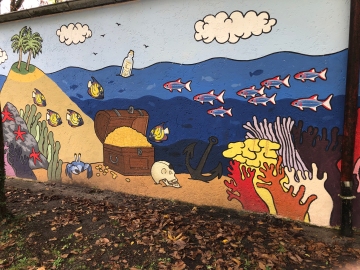Verschönerung der Mauer am Spielplatz Laimer Anger Verschönerung der Mauer am Spielplatz Laimer Anger