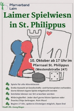 St. Philippus: Laimer Spielwiesn am Samstag, 10. Oktober ab 17:00 Uhr